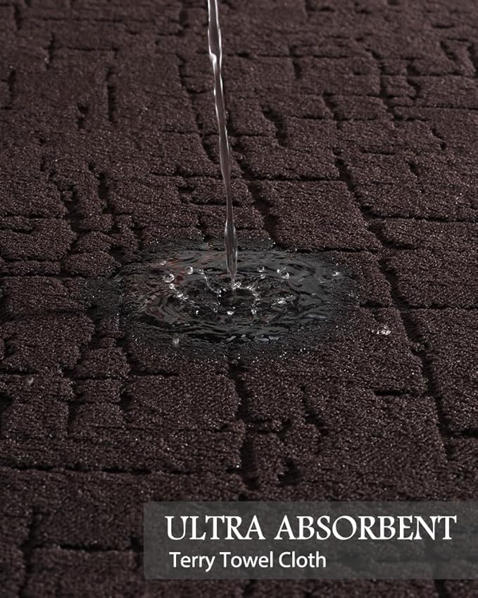 AMOAMI-Bath Mat-Absorbent Quick Dry Bathroom Floor Mats-Washable Rubber Backing Bath Mats for Bathroom Rugs Fit Under Door-Bath Rug for in Front of Sink Bathtub Shower Room, Brown 24''x48''