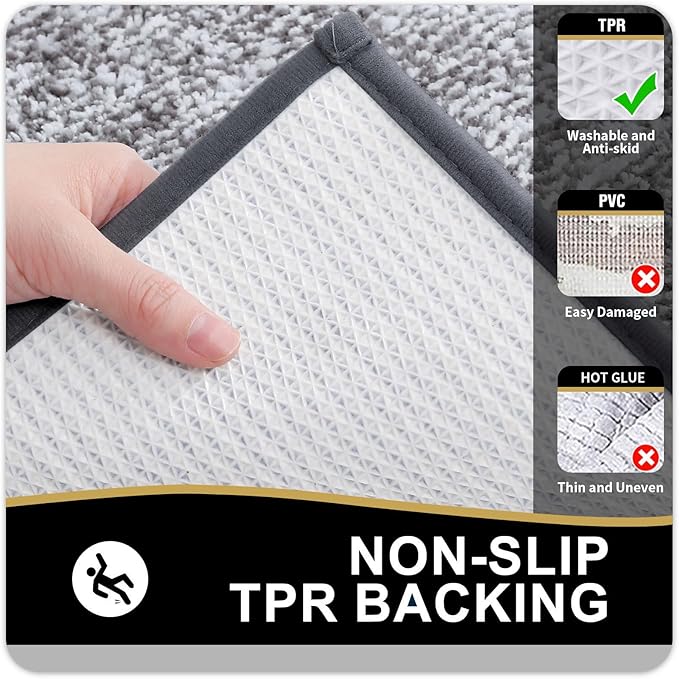 OLANLY Bathroom Rugs 30x20, Extra Soft and Absorbent Microfiber Bath Mat, Non-Slip, Machine Washable, Quick Dry Shaggy Bath Carpet, Suitable for Bathroom Floor, Tub, Shower (Medium, Charcoal)