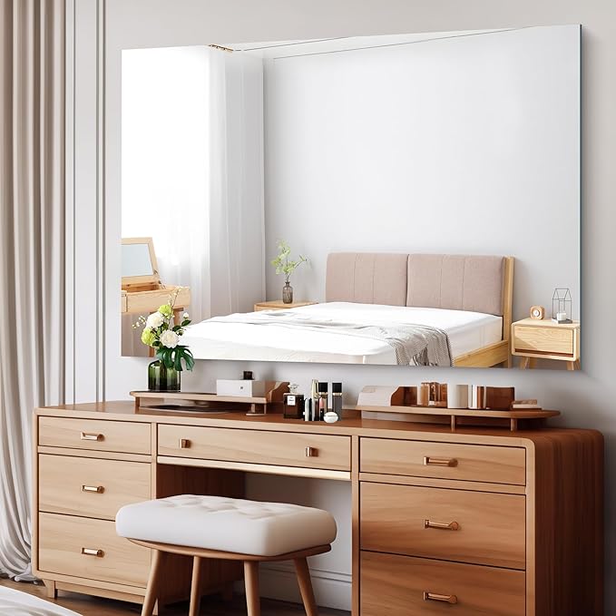 Large Frameless Mirror, 60x40 Bathroom Mirrors for Wall, Upgraded Shatterproof Rectangle Vanity Mirror Over Sink with Polished Edge for Bathroom,Bedroom,Living Room and Entryway