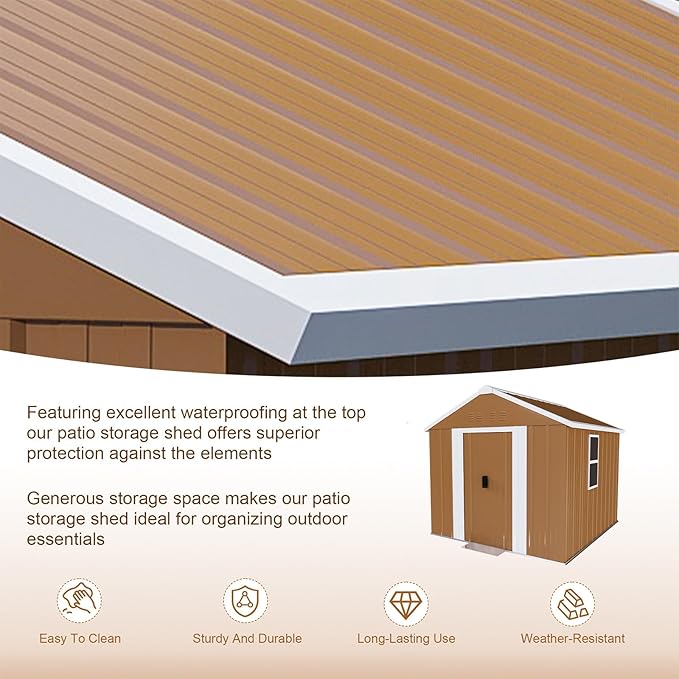 6x4 FT Outdoor Storage Shed, Metal Tool Storage with Updated Frame Structure, Vertical Outside Storage Building, Ventilation, Sloped Roof, Metal Garden Shed for Backyard, Lawn, Patio (6x4 FT)