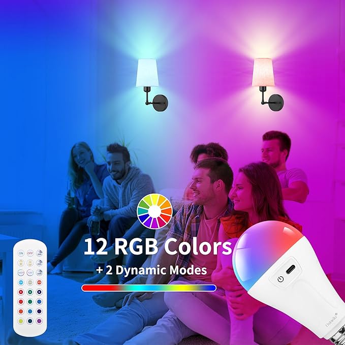 Battery Operated Wall Sconce Set of 2,Black Rechargeable Wall Lights with 5200mAh Dimmable RGB Bulbs and Remote Control,270°Rotation Wireless Wall Lamps for Indoor Bedroom Living Room Hallway