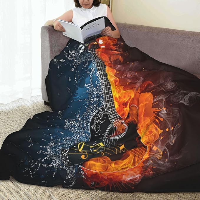 Guitar Blanket Guitar Throw Blanket Soft Fleece Flannel Bedding Rock Roll Music Gifts for Men Guitarist Boys Women Girls Lovers Adults Stuff Plush for Couch Sofa Bed Room Decor 50"X60"