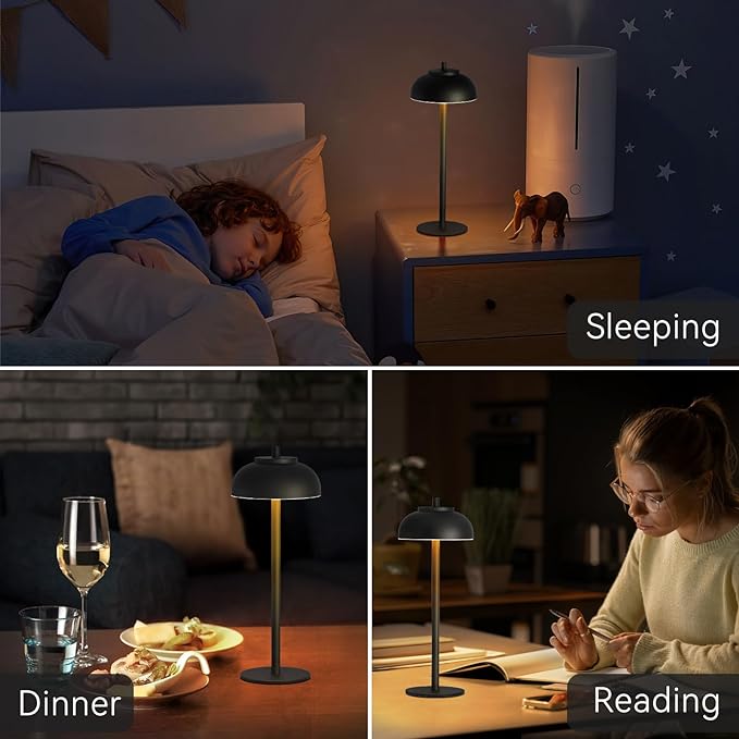 2 Pack Led Cordless Table Lamps Rechargeable,Table Lights Battery Operated-IP65 Waterproof-for Outdoor Patio/Restaurants/Home/Dinner/Table Lighting-Touch Control & Dimmable