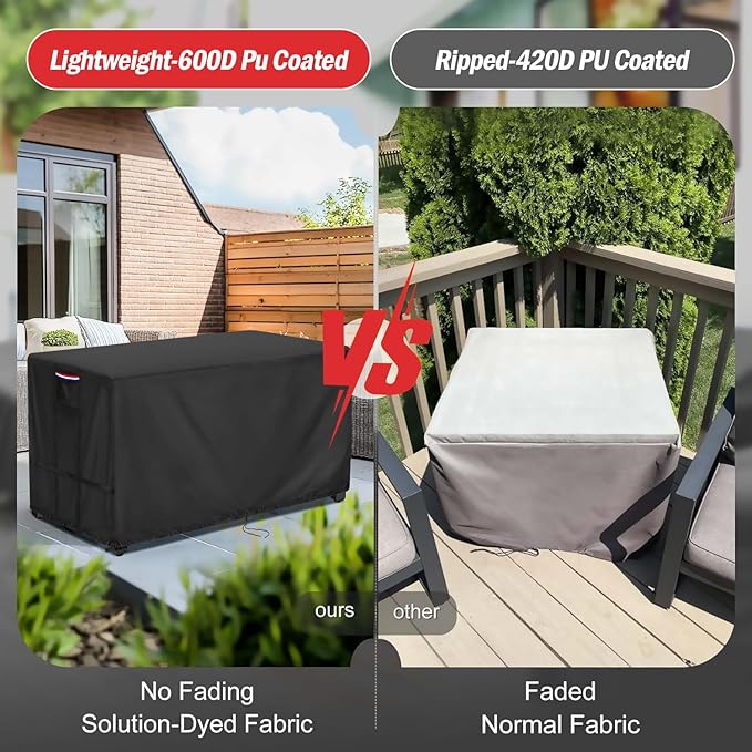 Youlvy Fire Pit Cover Rectangular 58 Inch - Waterproof Outdoor Fire Table Cover Rectangle Heavy Duty, 600D Patio Propane Gas Firepit Cover Rectangular Tear Weather Resistant - 58 x 36 x 27 Inch