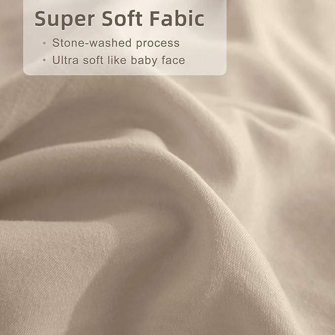 Queen's House Ruffled King Size Comforter Set,Linen Feel Textured Farmhouse Lightweight Fluffy Boho Chic Bedding Comforter,Ultra Soft Microfiber Inner Fill Bedding