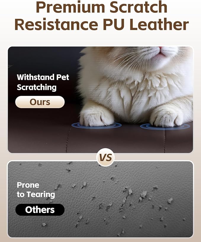 Office Chair Big and Tall 500lbs, Desk Chair Comfy, Oversized Computer Gaming Chair Extra Wide, Executive PU Leather Heavy Duty, High Back Swivel Rocking Chairs with Wheels for Home,Brown