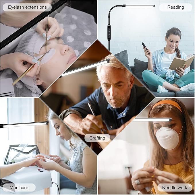 EBEST Led Floor Lamp with Remote LED lamp lash Light for Eyelash Extensions Craft Task Lamps Floor Standing Light Gooseneck Dimmable Reading lamp Eyelash Lamp for Lashes Makeup