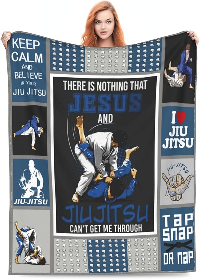 Jujitsu Gifts Blanket Jujitsu Throw Blankets Cozy Fleece Flannel Blanket Soft Warm Plush Lightweight Blanket Jiu Jitsu Gifts for Men Boys for Couch Sofa Bed 50"X60"