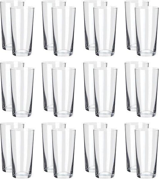 Amazon Basics Admiral Cooler Borosilicate Glass Cup, 14.7 oz, Microwave-Safe, Commercial-grade, 24-Pack, Transparent