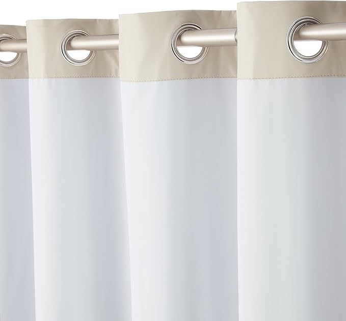 Amazon Basics Room Darkening Blackout Window Curtains 2 Panels with Grommets, for Living Room and Bedroom, 52 x 84 inches, Beige