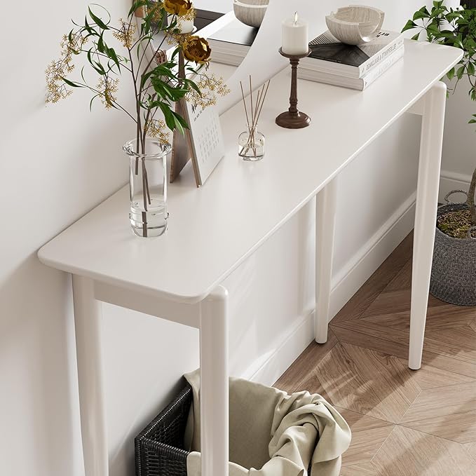 Wood Console Table Walnut Entryway Table, Thin Console Table, Sofa Tables for Living Room (47.2'')