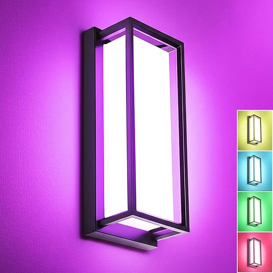 RAYVO Outdoor Wall Light, 1500LM RGBCW Smart Porch Lights Color Changing Exterior Lighting Fixtures, IP65 Waterproof Outdoor Sconce Lights for House Compatible with Alexa Google Assistant, ETL Listed
