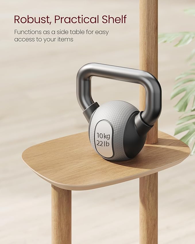 VASAGLE Coat Rack, Free Standing Coat Stand, Hall Coat Tree with 8 Hooks and Storage Shelf, 67.2 Inch Tall, for Coats, Hats, Bags, for Entryway, Hallway, Bedroom, Natural Beige URCR040N02