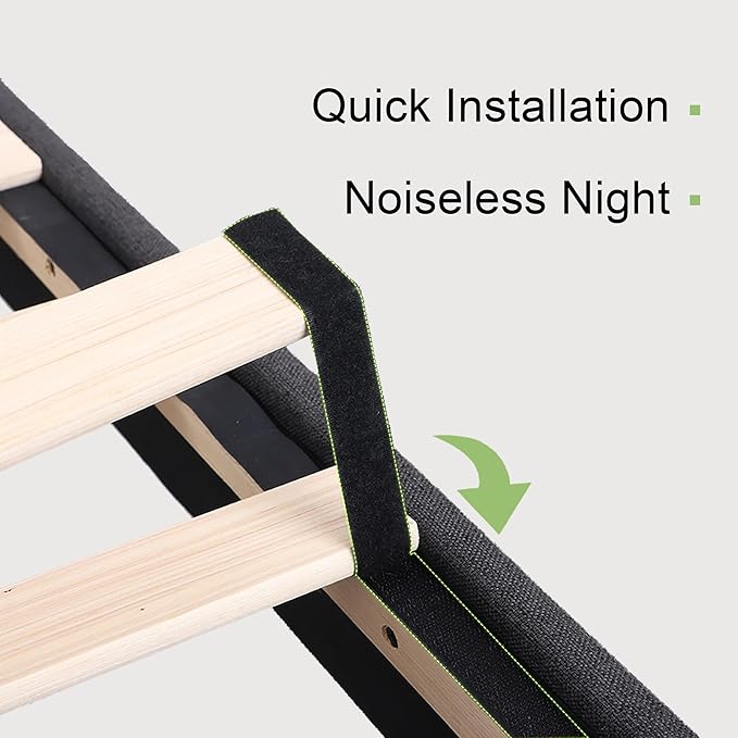 Feonase Full Bed Frame with Charging Station, Linen Upholstered Platform Bedframe with Wingback Headboard, Solid Wood Slats Support, Noise Free, No Box Spring Needed, Charcoal Grey