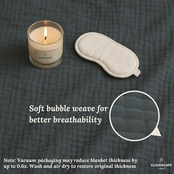 Soft 4 Layer Muslin Cotton Blankets Queen Size for Bed, 100% Cotton Blanket for All Season, Pre-Washed Gauze, Best Summer Blanket, 92x92, Dark Grey