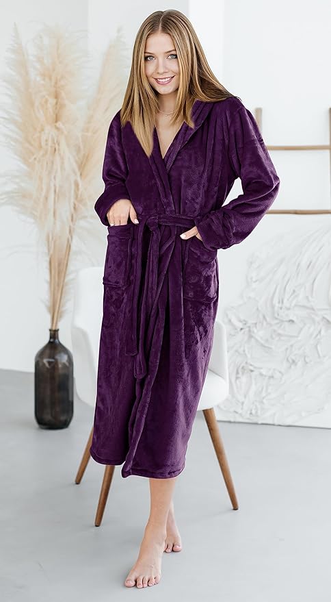 NY Threads Premium Womens Robe, Plush Fleece Long Bath Robe for Women, Fluffy Soft Women's Bathrobe