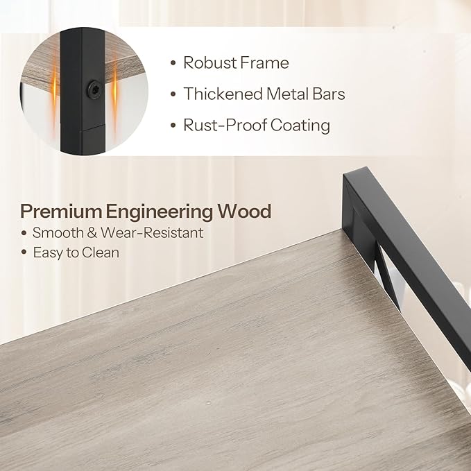 HOOBRO Bookshelf, 5-Tier Industrial Bookcase, Book Shelf Storage Organizer, Tall Bookshelf with Metal Frame for Living Room, Bedroom, Home Office, Kitchen, Greige and Black BG73SJ01