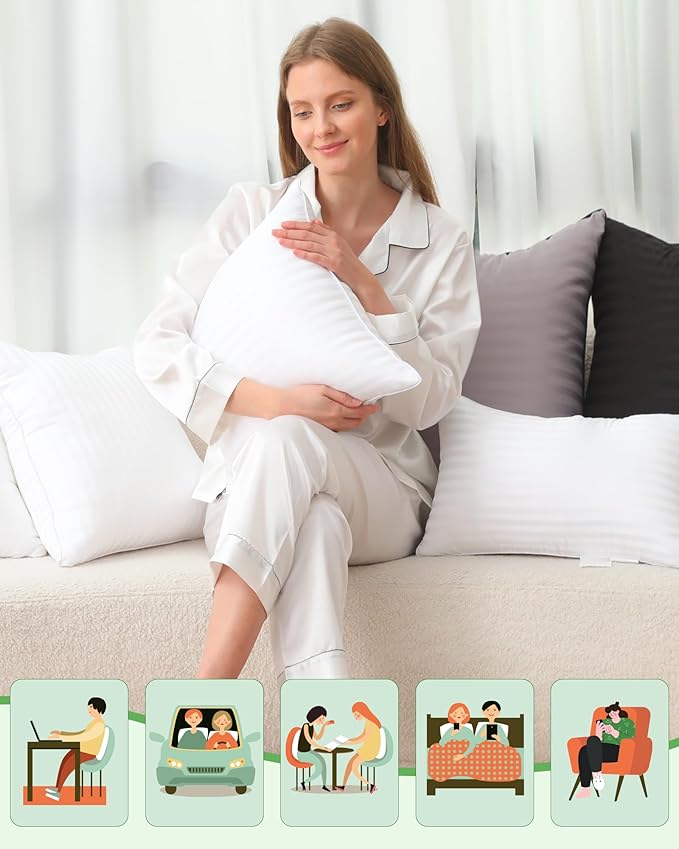 Pillow Insert Set of 4, Soft Virgin Microfiber Square Throw Pillow Inserts for Living Room, Couch Bed Pillows, Down Alternative Filled, 16x16 Inch(40x40cm White