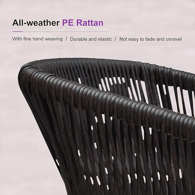 PURPLE LEAF 9 Pieces Large Round Outdoor Dining Set Patio Furniture Set Aluminum Rattan Wicker Patio Dining Table and Chairs Set for Lawn Porch Deck Brown