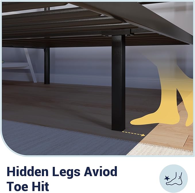 Allewie 14 Inch Twin Size Metal Platform Bed Frame with Headboard and Footboard, Underbed Storage, Strong Metal Slats Support, Mattress Foundation, No Box Spring Needed, Easy Assembly, Black