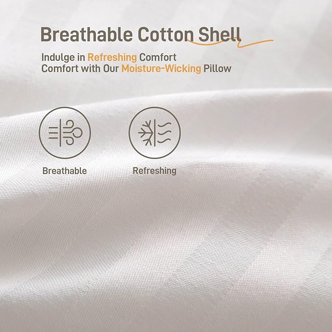 Hypoallergenic Cotton Cover with Soft Down Alternative Pillows, King Size Set of 2, Luxury Hotel Quality, Ideal for Side, Back and Stomach Sleepers, Oeko-TEX Certified