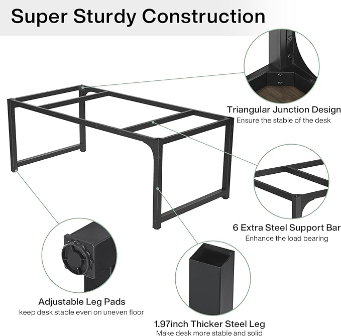 Tribesigns Modern Computer Desk, 63 x 31.5 inch Large Office Desk Computer Table Study Writing Desk Workstation for Home Office, Grey/Black