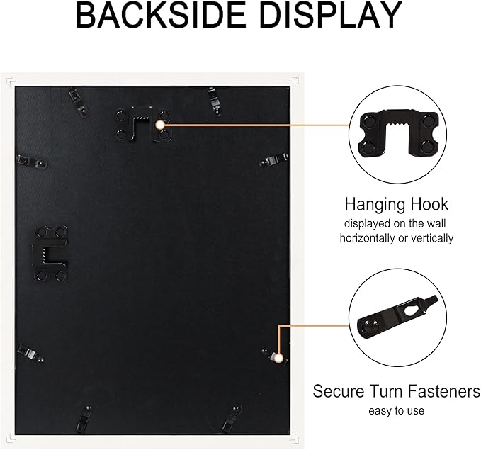 11x14 Picture Frame Set of 4, High Definition Real Glass, Display Pictures 8x10 with Mat or 11x14 Without Mat, Gallery Wall Hanging Photo Frames, White