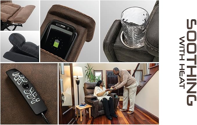 VivaLift! Radiance Power Recliner Lift Chair by PrideMobility, with 3 Heat Pads Heat System (Canyon Silt, Large-Tall with Inside Delivery & Setup)