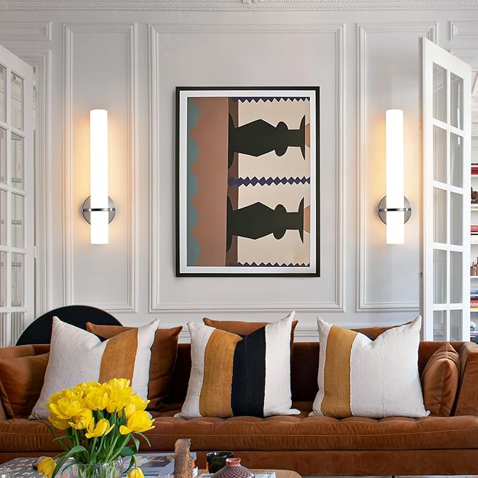 Brushed Nickel Bathroom Sconces Wall Lighting 18W LED Dimmable Vanity Light Fixture, 3000K Modern Wall Light Fixtures Indoor Wall Lamps for Bedroom Living Room Mirror Hallway Porch 18 inch