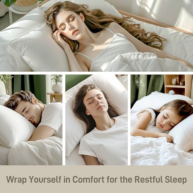 Hypoallergenic Bamboo Viscose Shell, Soft Bed Pillows King Size Set of 2 with Down Alternative Filling, Oeko-Tex Certified, Luxury Hotel Quality for Stomach, Back and Side Sleepers