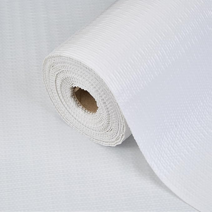 Drawer Shelf Liner for Kitchen Cabinets Non Adhesive, Slip Resistant Shelf Paper Easy to Clean, Strong Grip Thickened Cabinet Liners Waterproof for Pantry Shelves Cupboard, White, 17.5 in x 10 FT