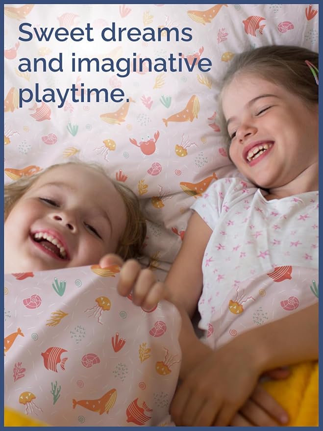 Kids Pink Fish Twin 3 Piece Sheet Set - Boys, Girls, Teens, Toddler - Easy Fit Deep Pockets - Breathable, Hotel Quality Bedding Sheets - Machine Washable - Wrinkle Free - Cute, Cozy, Soft - CGK Linens