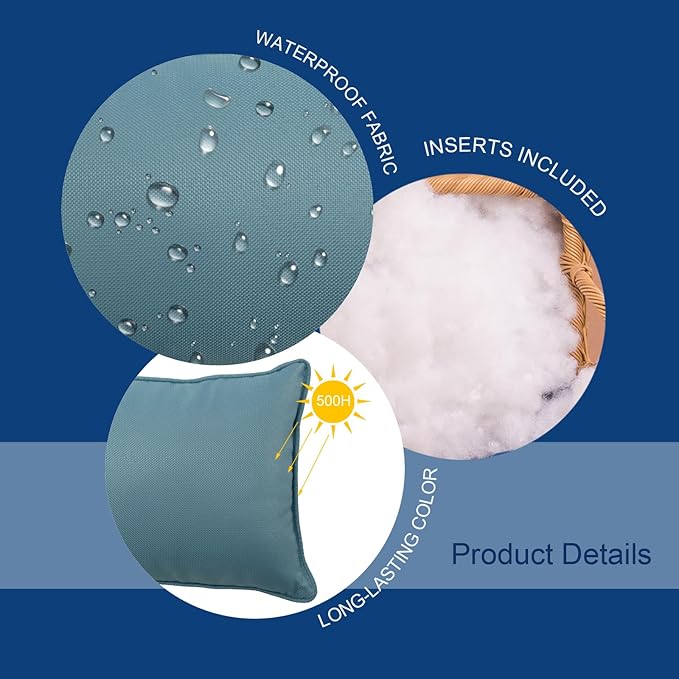 Pack of 2 Patio Lumbar Pillows, 12"x20" Fade Resistant Outdoor Waterproof Lumbar Pillow with Inners, Decorative Garden Lumbar Cushions for Home Patio Terrace Sofa Use