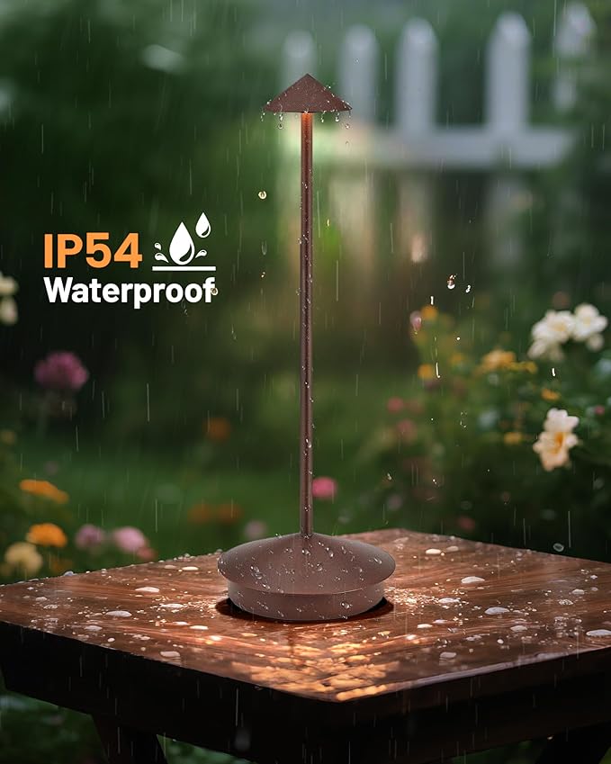 Portable Led Cordless Lamp Table Light 2 Pack, Rechargeable 6000mAh Battery Outdoor Table Lamp for Dinning Restaurant Patio Bedroom Camping, IP54 Waterproof, Dimmable