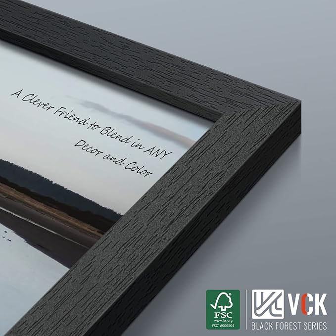 VCK 18x24 Poster Frame Set of 2 - Black, Textured Exclusive Solid Wood Picture Frames with Polished Plexiglass