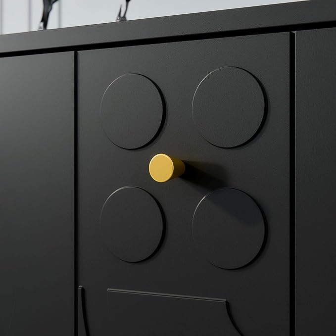 78.7'' W TV Table Stand with Storage, Mid-Century Modren Under TV Cabinet with 4 Doors, Farmhouse Entertainment Media Center with Storage for Living Room, Entryway, Office Furniture, Black