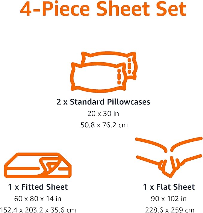 Amazon Basics Microfiber Kids' Sheet Set with Pillowcase, 4 Piece, Green Stripes, Queen