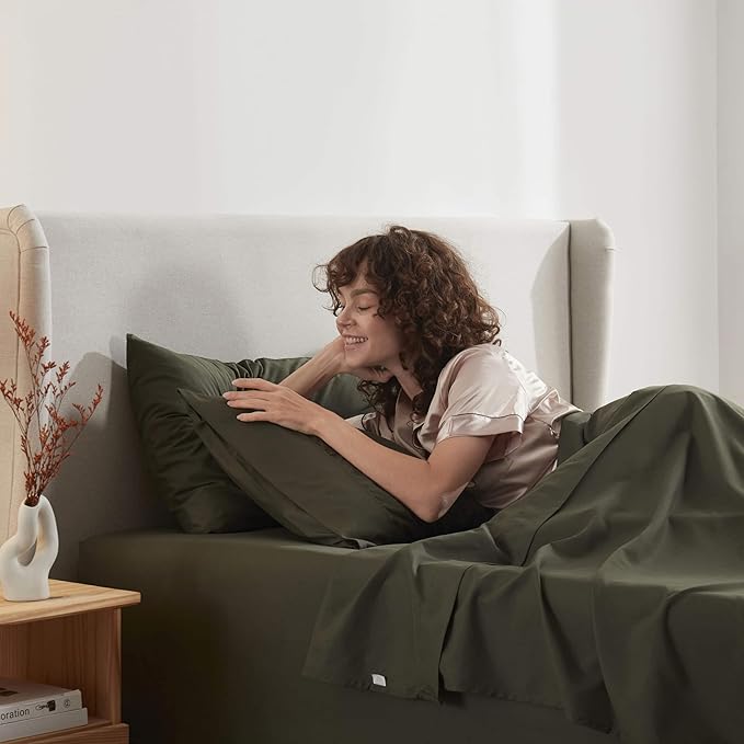 Nestl Twin Sheet Set - 1800 Ultra-Soft Microfiber Twin Bed Sheets - Double Brushed - Deep Pockets - Easy Fit - Extra Soft - 3 Piece Set - Bedding Sheets & Pillowcases (Twin, Olive Green)