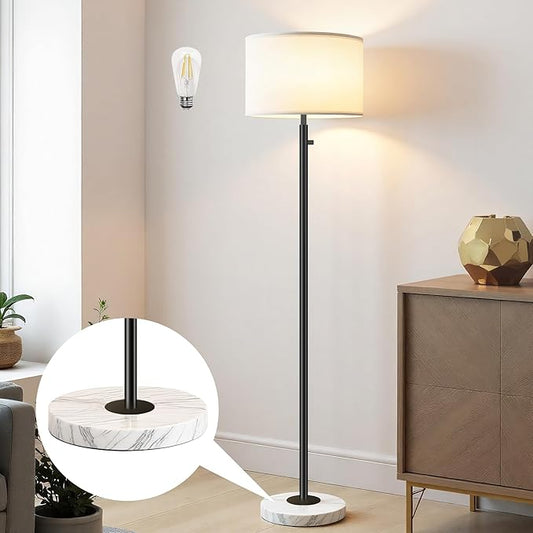 Floor Lamp for Living Room,Dimmable Floor Lamp, Modern Standing Lamp with Marble Base,Tall Standing Lamp for Bedroom, Reading, Office & Kids' Room,LED Bulb Included(Black)