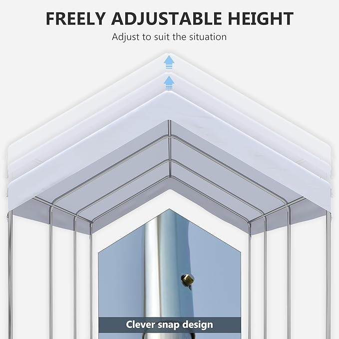 Outsunny 10' x 20' Party Tent and Carport, Height Adjustable Portable Garage, Outdoor Canopy Tent 8 Legs Without Sidewalls for Car, Truck, Boat, Motorcycle, Bike, Garden Tools, White