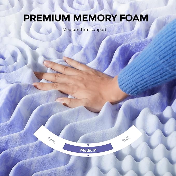 Dreamsmith 4 Inch 7-Zone Twin Memory Foam Mattress Topper, Cooling Gel Infused Foam Mattress Pad, Twin Size Bed, CertiPUR-US Certified, Dorm Room Essentials