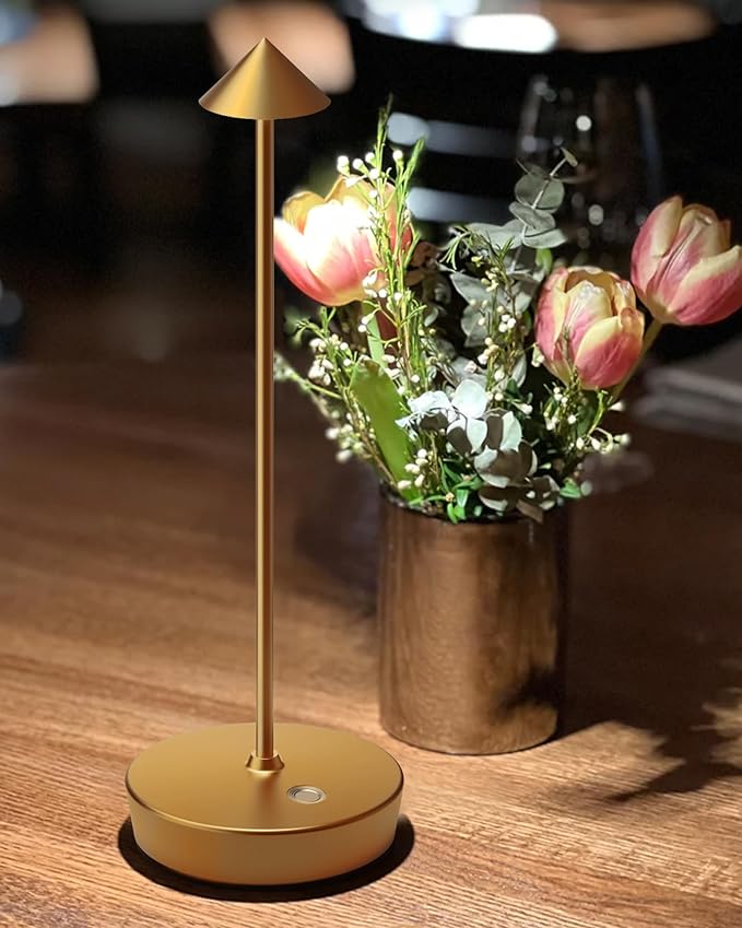 Cordless Table Lamps Rechargeable, 6000mAh Battery Operated LED Desk Lamp Outdoor Waterproof Portable Touch Dimmable Table Night Light for Patio Restaurant Dining Home Bronze