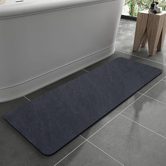 MontVoo -Bath Mat Rug-Rubber Backing Non Slip Quick Dry Absorbent Thin Bathroom Rugs Fit Under Door-Faux Suede Surface Bathroom Floor Mats-Shower Rug for in Front of Bathtub Shower Navy 24"x48"