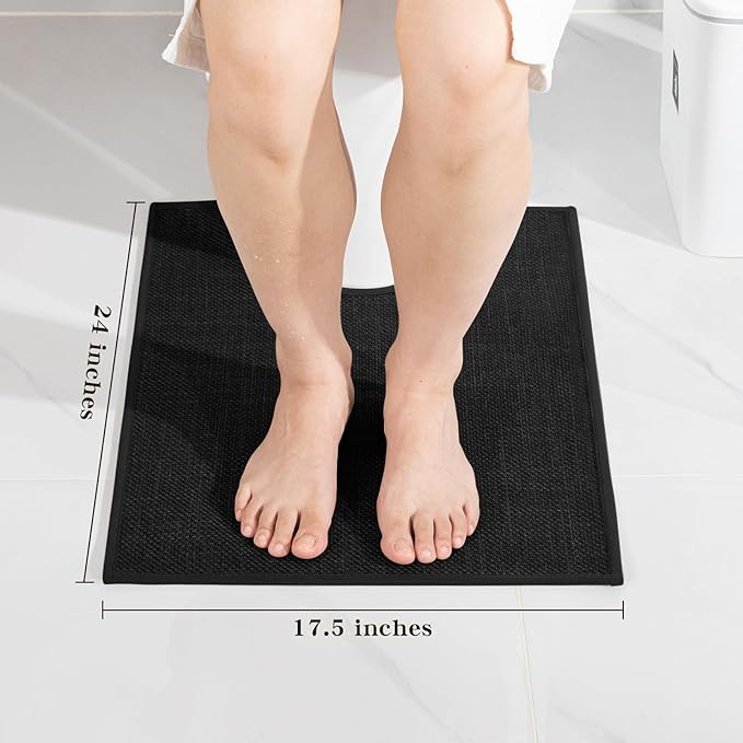 chakme Bathroom Rugs Mat U-Shaped 24x17, Ultra ThinNon Slip Bath Mat Small Quick Dry Absorbent Bath Matfor Bathroom Floor, (Black, U-24"x17")