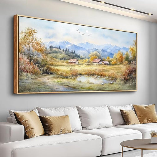 PHAOHUAXM Canvas Wall Art For Living Room Farmhouse Dining Room Home Wall Decor For Bedroom Office Wall Decoration Rural Landscape Painting Wood Frame Prints Pictures Artwork Aesthetics 20"x40"