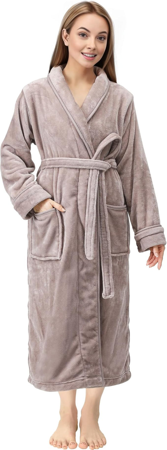 NY Threads Premium Womens Robe, Plush Fleece Long Bath Robe for Women, Fluffy Soft Women's Bathrobe