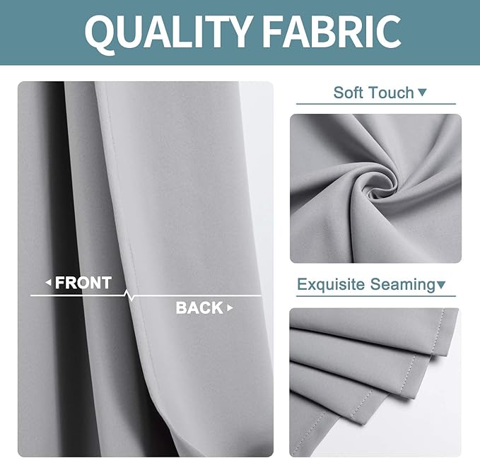 ChrisDowa Blackout Curtains 78 inches Long for Bedroom - 2 Panels Set Grommet Thermal Insulated Room Darkening Curtains for Living Room (Light Grey, 42 x 78 Inch)