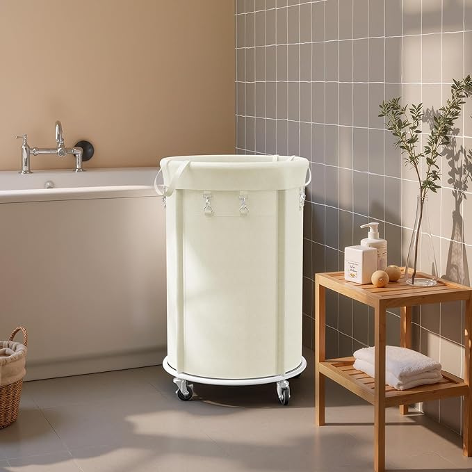 efluky 150L Laundry Basket with Wheels, Large Rolling Laundry Hampers with Handles for Bathroom, Bedroom & Laundry Room, Beige