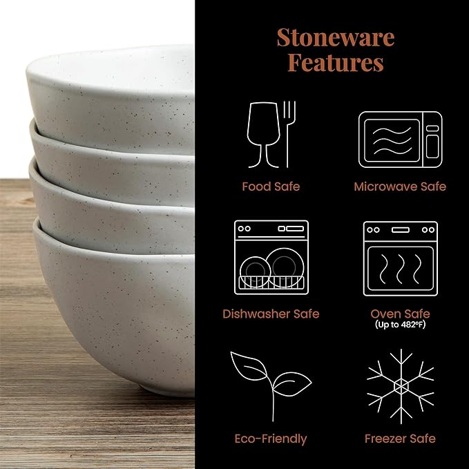 Trasa Home Eco-Friendly High Fired Artisan Stoneware Dinnerware 16 piece set, 4 place settings (Millstone)