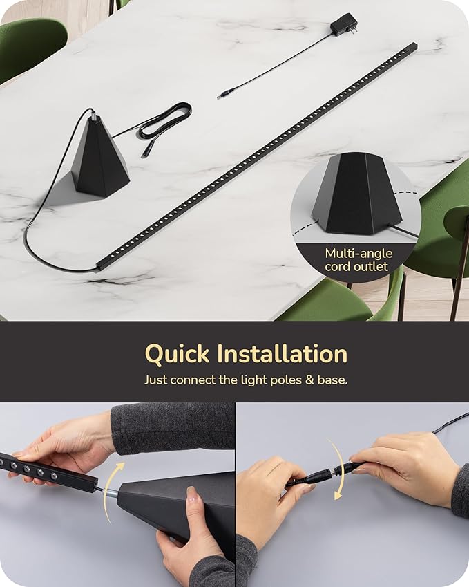 EDISHINE LED Corner Floor Lamp, Standing Light with Motion Sensor, 2700K-6500K Eye Caring Dimmable Lamps with Remote Control, Modern Minimalist Lit Lamp for Living Room, Bedroom, Office, Black